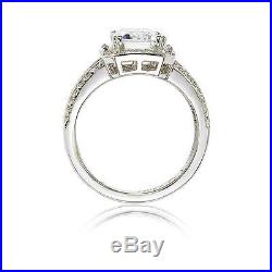 Suzy Levian Sterling Silver White Emerald-Cut Cubic Zirconia Engagement Ring
