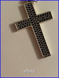 THOMAS SABO Sterling Silver & Black Cubic Zirconia Studded Cross Pendant. Unisex