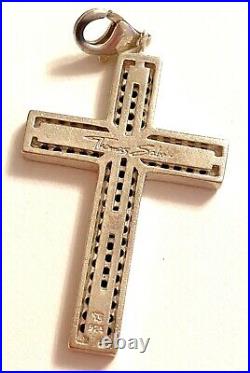 THOMAS SABO Sterling Silver & Black Cubic Zirconia Studded Cross Pendant. Unisex