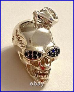 THOMAS SABO Sterling Silver & Black Cubic Zirconia Studded Skull Pendant. Unisex