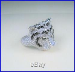 TIGER PANTHER JAGUAR Cubic Zirconia RING 7 WHITE GOLD-plated 925 STERLING SILVER