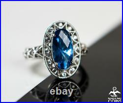 Tacori IV Blue Spinel Diamonique Cubic Zirconia & Sterling Silver Filigree Ring