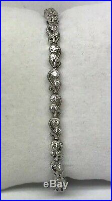Tacori Sterling Silver 925 Cubic Zirconia CZ Open Scroll Link Tennis Bracelet