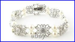 Tacori Sterling Silver Cubic Zirconia and Pearl Bracelet