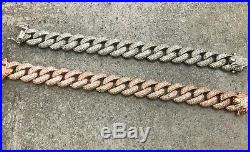 Thick Cuban Chain Bracelet 925 Silver Curb Chain Cubic Zirconia 14K Gold Plated