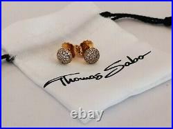 Thomas Sabo Pave Cubic Zirconia Earrings Yellow Gold on Silver BNIB rrp £135