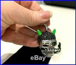 Thomas Sabo Rare Silver & Black Cubic Zirconia Horned Skull Heavy Pendant £359