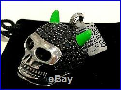 Thomas Sabo Rare Silver & Black Cubic Zirconia Horned Skull Heavy Pendant £359