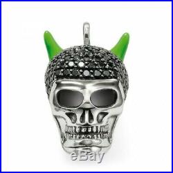 Thomas Sabo Rare Silver & Black Cubic Zirconia Horned Skull Heavy Pendant £359