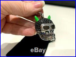 Thomas Sabo Rare Silver & Black Cubic Zirconia Horned Skull Heavy Pendant £359