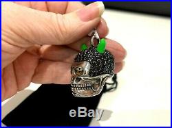 Thomas Sabo Rare Silver & Black Cubic Zirconia Horned Skull Heavy Pendant £359