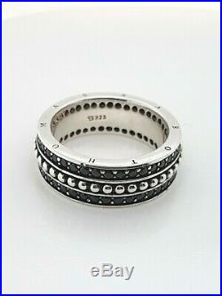 Thomas Sabo Sterling Silver Black Cubic Zirconia Gents Ring Size W RRP $419