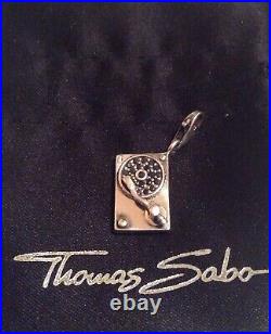 Thomas Sabo charm Turntable / Record player, black pave cubic zirconia & silver