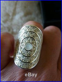 Thomas sabo milky quartz and cubic zirconia ring size N. (Genuine)