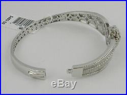 Tiara Cubic Zirconia Baguette Cluster Bangle Bracelet in Sterling Silver