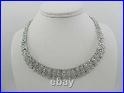 Tiara Cubic Zirconia Cluster 18 Statement Necklace in Sterling Silver