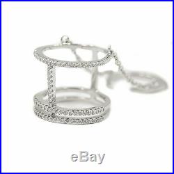 Trendy Sterling Silver Slave Ring With Cubic Zirconia Stones 5 Grams Size 6