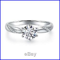 Tunning Flame Solitaire Engagement Ring Cubic Zirconia 14kt White Gold for Women