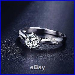 Tunning Flame Solitaire Engagement Ring Cubic Zirconia 14kt White Gold for Women