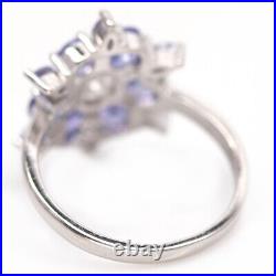 Un Blue Tanzanite & Cubic zirconia 925 Sterling Silver Ring Size 8