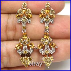 Unheated Citrine, Tourmaline & Cubic Zirconia Earrings 925 Sterling Silver