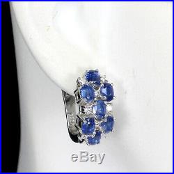 Unheated Oval Blue Kyanite 4x3mm Cubic Zirconia 925 Sterling Silver Earrings