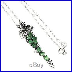 Unheated Oval Emerald 4x3mm Cubic Zirconia 925 Sterling Silver Necklace 18 Inch