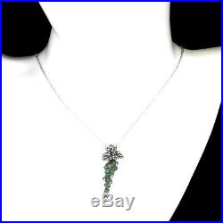 Unheated Oval Emerald 4x3mm Cubic Zirconia 925 Sterling Silver Necklace 18 Inch