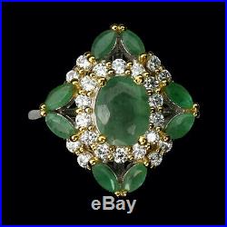 Unheated Oval Emerald 8x6mm Natural Cubic Zirconia 925 Sterling Silver Ring