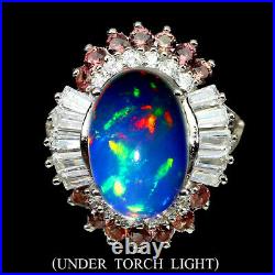 Unheated Oval Fire Opal 14x10mm Orange Sapphire Cz 925 Sterling Silver Ring