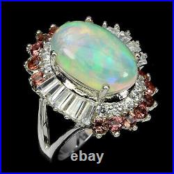 Unheated Oval Fire Opal 14x10mm Orange Sapphire Cz 925 Sterling Silver Ring