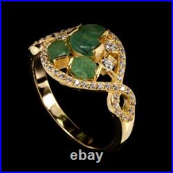 Unheated Oval Green Emerald 5x4mm Cubic Zirconia 925 Sterling Silver Ring Size 7