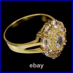 Unheated Oval Pink Morganite 7x5mm Cubic Zirconia 925 Sterling Silver Ring 9.5
