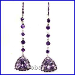 Unheated Purple Amethyst & Cubic Zirconia Earrings 925 Sterling Silver