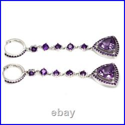 Unheated Purple Amethyst & Cubic Zirconia Earrings 925 Sterling Silver