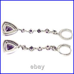 Unheated Purple Amethyst & Cubic Zirconia Earrings 925 Sterling Silver