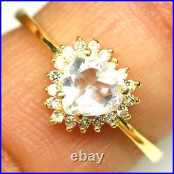 Unheated White Topaz & Cubic Zirconia Ring 925 Sterling Silver Size 7