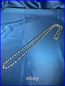 Unique Cubic Style 925 Sterling Silver Gents Chain Full Cubic Zirconia Stones