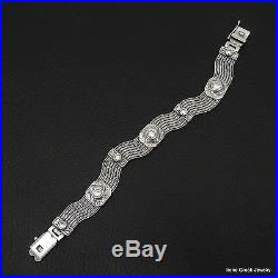 Unique Cubic Zirconia Byzantine 925 Sterling Silver Greek Handmade Bracelet