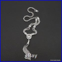 Unique Cubic Zirconia Etruscan Style 925 Sterling Silver Greek Handmade Necklace