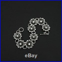 Unique Luxury Cubic Zirconia Flower Style 925 Sterling Silver Greek Art Bracelet