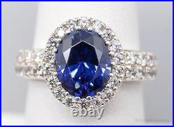 VTG Blue & White Cubic Zirconia Sterling Silver Ring Size 7.25
