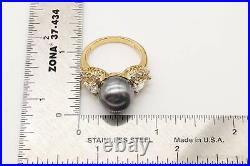 VTG Ross Simons Pearl Cubic Zirconia 18kt Gold Over Sterling Silver Ring SZ 9