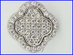 Van Cleef Designer Stud Earrings Sterling Silver Pave Set Cubic Zirconia Stones