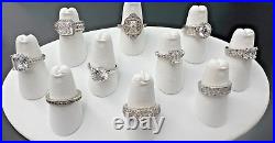 Variety Sterling Silver 925 Clear Cubic Zirconia Cz Bands Rings Lot