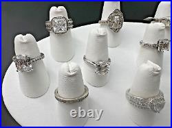 Variety Sterling Silver 925 Clear Cubic Zirconia Cz Bands Rings Lot