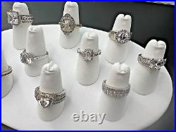 Variety Sterling Silver 925 Clear Cubic Zirconia Cz Bands Rings Lot