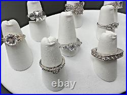 Variety Sterling Silver 925 Clear Cubic Zirconia Cz Cocktail Rings Lots