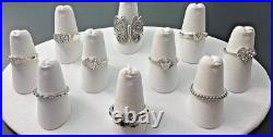 Variety Sterling Silver 925 Clear Cubic Zirconia Cz Rings Bands Lot