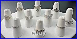 Variety Sterling Silver 925 Clear Cubic Zirconia Cz Rings Bands Lot